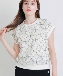 PICCIN PERLA | スパンコールフラワーレースプルオーバー(Tシャツ/カットソー)