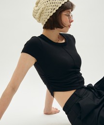 side gather short T / サイドギャザーショートT
