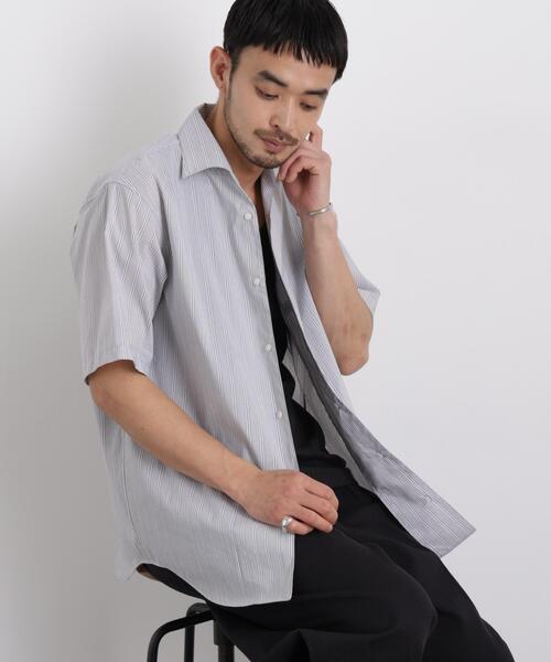 Poriestel / 麻混 полурукав wide spread collar shirt — льняной смесовый рубашка