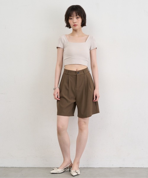 NUJOH（ヌゾ）の「Square Neck Padded Crop Tee / スクエアネックパデッドクロップT（チューブトップ・レディース・グレイッシュベージュ/アッシュグレー/グレー・FREE）」の15枚目の写真