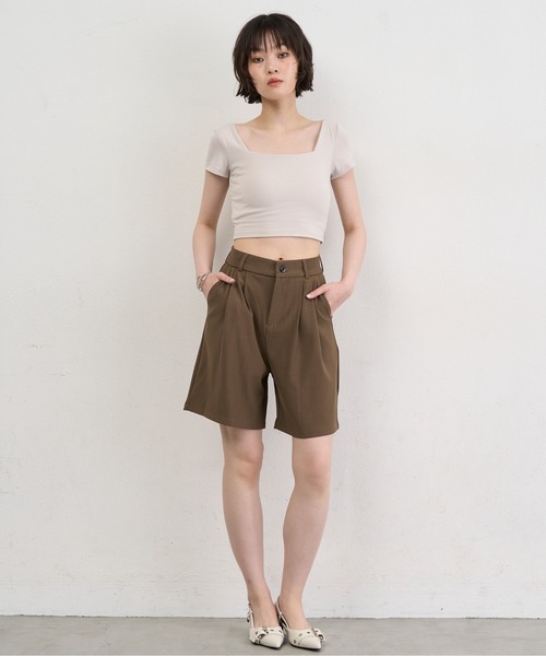 NUJOH（ヌゾ）の「Square Neck Padded Crop Tee / スクエアネックパデッドクロップT（チューブトップ・レディース・グレイッシュベージュ/アッシュグレー/グレー・FREE）」の16枚目の写真
