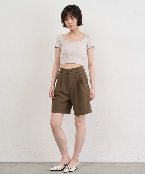 NUJOH（ヌゾ）の「Square Neck Padded Crop Tee / スクエアネックパデッドクロップT（チューブトップ・レディース・グレイッシュベージュ/アッシュグレー/グレー・FREE）」の19枚目の写真