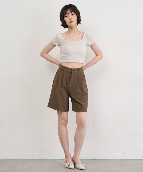 NUJOH（ヌゾ）の「Square Neck Padded Crop Tee / スクエアネックパデッドクロップT（チューブトップ・レディース・グレイッシュベージュ/アッシュグレー/グレー・FREE）」の20枚目の写真