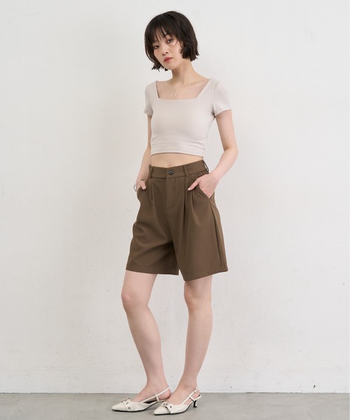 NUJOH（ヌゾ）の「Square Neck Padded Crop Tee / スクエアネックパデッドクロップT（チューブトップ・レディース・グレイッシュベージュ/アッシュグレー/グレー・FREE）」の18枚目の写真