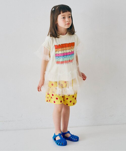 p.premier（ピードットプルミエ）の「オーバーザレインボーティアードチュール半袖Tシャツ リンク（Tシャツ/カットソー・キッズ・チャコール/オフホワイト・80/90/100/110/120/130/140）」の9枚目の写真