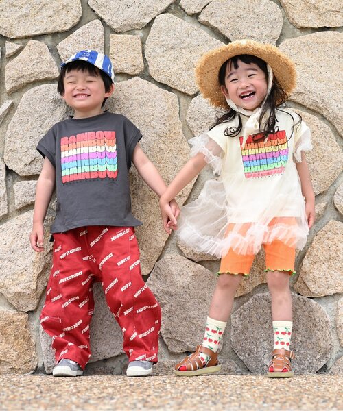 p.premier（ピードットプルミエ）の「オーバーザレインボーティアードチュール半袖Tシャツ リンク（Tシャツ/カットソー・キッズ・チャコール/オフホワイト・80/90/100/110/120/130/140）」の12枚目の写真