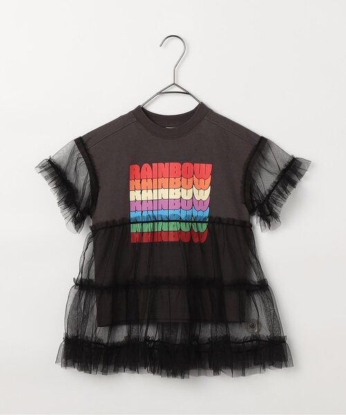 p.premier（ピードットプルミエ）の「オーバーザレインボーティアードチュール半袖Tシャツ リンク（Tシャツ/カットソー・キッズ・チャコール/オフホワイト・80/90/100/110/120/130/140）」の16枚目の写真