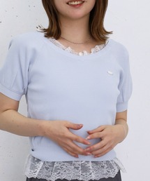 レースレイヤード2wayVネックニットプルオーバー