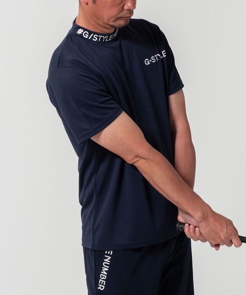 BAYBLO(ベイブロ)の「(SA) ドライ モックネック ロゴプリント 半袖Tシャツ(Tシャツ/カットソー・メンズ・ブルー系1/ブラック系2/ネイビー系2/グリーン系1/ブラック系1/グレー系1/ネイビー系1/ブラック系3/ホワイト系1/ホワイト系2/グレー系2・M/L/LL)」の9枚目の写真