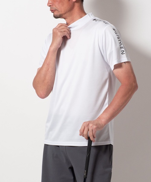 BAYBLO(ベイブロ)の「(SA) ドライ モックネック ロゴプリント 半袖Tシャツ(Tシャツ/カットソー・メンズ・ブルー系1/ブラック系2/ネイビー系2/グリーン系1/ブラック系1/グレー系1/ネイビー系1/ブラック系3/ホワイト系1/ホワイト系2/グレー系2・M/L/LL)」の14枚目の写真