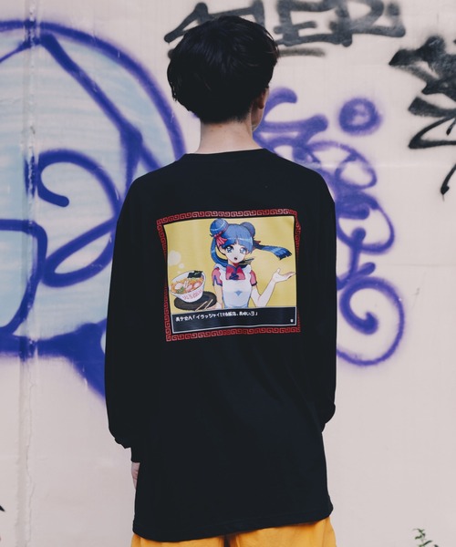 火寺企画（カジキカク）の「8bitチャイナガールロングTシャツ（Tシャツ/カットソー・メンズ・ホワイト/ブラック・X-LARGE）」の2枚目の写真