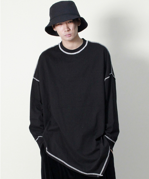 DEMARC(ドゥマーク)の「アシンメトリーオーバーサイズアンバランス長袖Tシャツブラック(Tシャツ/カットソー・メンズ・その他・ONE SIZE)」の3枚目の写真