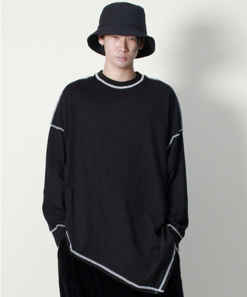 DEMARC(ドゥマーク)の「アシンメトリーオーバーサイズアンバランス長袖Tシャツブラック(Tシャツ/カットソー・メンズ・その他・ONE SIZE)」の4枚目の写真