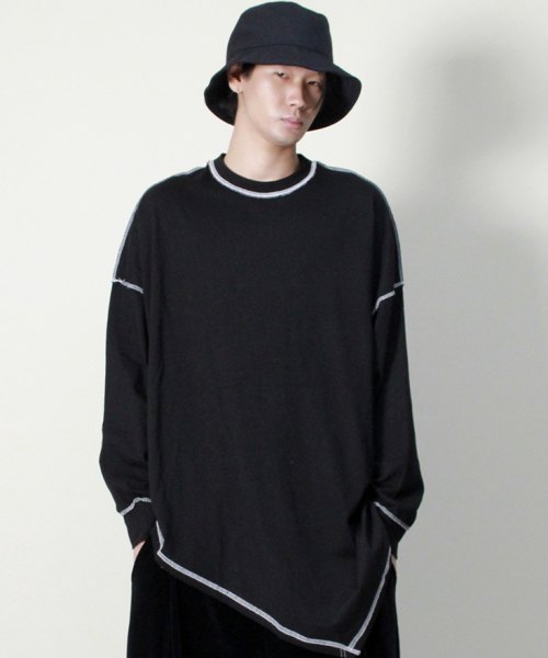 DEMARC(ドゥマーク)の「アシンメトリーオーバーサイズアンバランス長袖Tシャツブラック(Tシャツ/カットソー・メンズ・その他・ONE SIZE)」の5枚目の写真