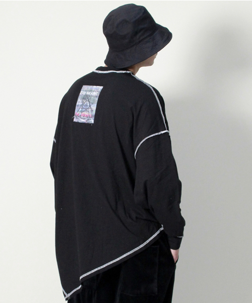 DEMARC(ドゥマーク)の「アシンメトリーオーバーサイズアンバランス長袖Tシャツブラック(Tシャツ/カットソー・メンズ・その他・ONE SIZE)」の6枚目の写真