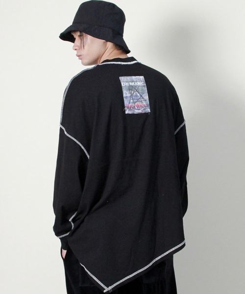 DEMARC(ドゥマーク)の「アシンメトリーオーバーサイズアンバランス長袖Tシャツブラック(Tシャツ/カットソー・メンズ・その他・ONE SIZE)」の7枚目の写真