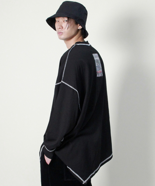 DEMARC(ドゥマーク)の「アシンメトリーオーバーサイズアンバランス長袖Tシャツブラック(Tシャツ/カットソー・メンズ・その他・ONE SIZE)」の8枚目の写真