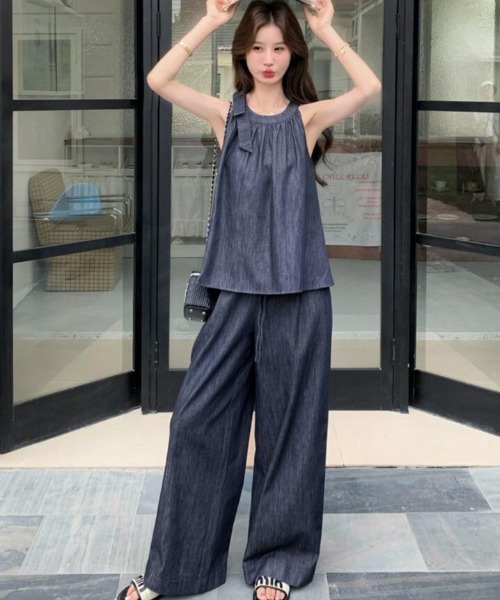 semplice(センプリチェ)の「セットアップ【韓国ファッション】(セットアップ・レディース・ブルー・S/M/L)」の9枚目の写真