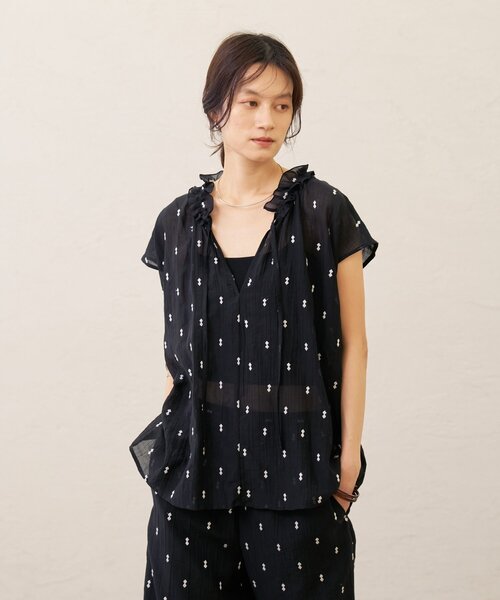 Omekashi(オメカシ)の「シアーワッシャー刺繍ブラウス(シャツ/ブラウス・レディース・ブラック/オフホワイト・FREE)」の22枚目の写真