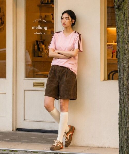 NESPA STUDIO（ネスパスタジオ）の「ヌーベルトラックVネック半袖Tシャツ4カラー[NSSV_1501]（Tシャツ/カットソー・メンズ・アイボリー/ピンク/ネイビー/ブラック・MEDIUM/LARGE/X-LARGE/SMALL）」の10枚目の写真