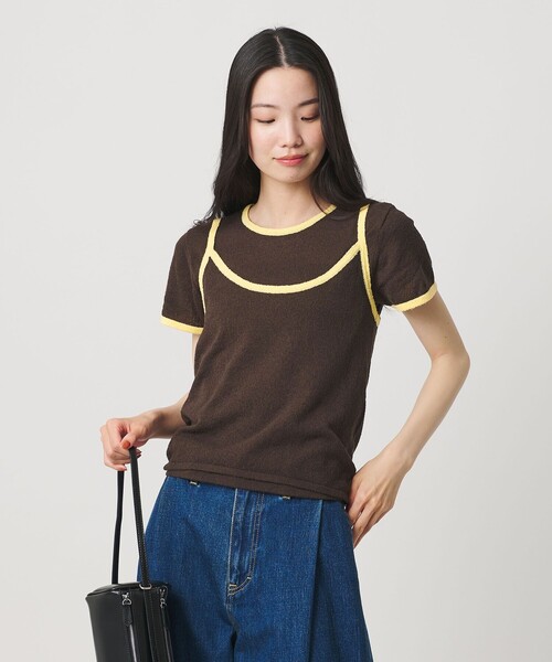 BEAUTY&YOUTH UNITED ARROWS（ビューティーアンドユースユナイテッドアローズ）の「【WEB限定】キャミソール＆ショートスリーブ ループニットプルオーバー ウォッシャブル（ニット/セーター・レディース・ネイビー/オフホワイト/ダークブラウン/ライトピンク・FREE）」の2枚目の写真
