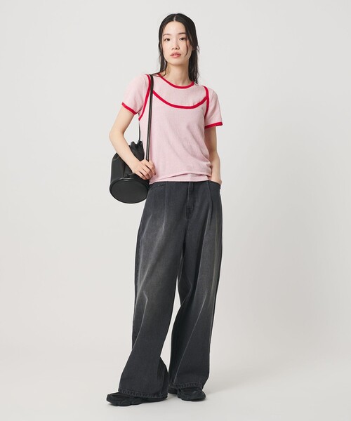 BEAUTY&YOUTH UNITED ARROWS（ビューティーアンドユースユナイテッドアローズ）の「【WEB限定】キャミソール＆ショートスリーブ ループニットプルオーバー ウォッシャブル（ニット/セーター・レディース・ネイビー/オフホワイト/ダークブラウン/ライトピンク・FREE）」の4枚目の写真