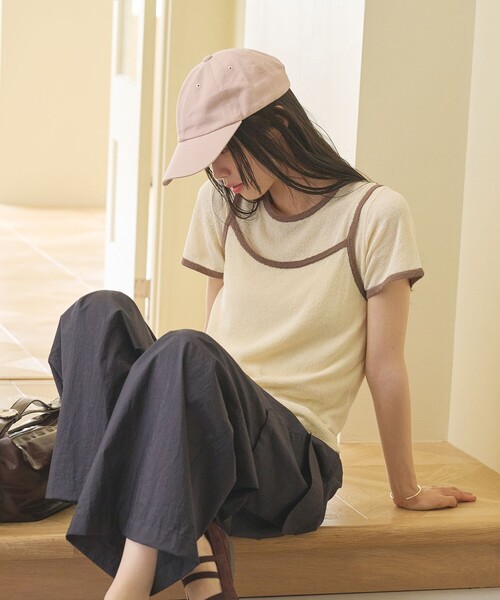 BEAUTY&YOUTH UNITED ARROWS（ビューティーアンドユースユナイテッドアローズ）の「【WEB限定】キャミソール＆ショートスリーブ ループニットプルオーバー ウォッシャブル（ニット/セーター・レディース・ネイビー/オフホワイト/ダークブラウン/ライトピンク・FREE）」の8枚目の写真