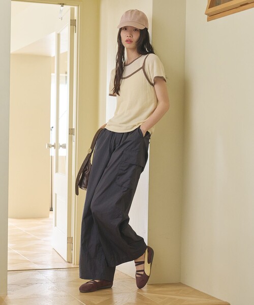 BEAUTY&YOUTH UNITED ARROWS（ビューティーアンドユースユナイテッドアローズ）の「【WEB限定】キャミソール＆ショートスリーブ ループニットプルオーバー ウォッシャブル（ニット/セーター・レディース・ネイビー/オフホワイト/ダークブラウン/ライトピンク・FREE）」の9枚目の写真