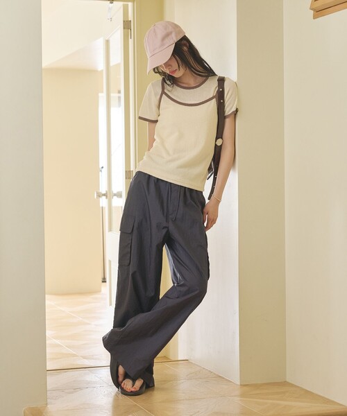 BEAUTY&YOUTH UNITED ARROWS（ビューティーアンドユースユナイテッドアローズ）の「【WEB限定】キャミソール＆ショートスリーブ ループニットプルオーバー ウォッシャブル（ニット/セーター・レディース・ネイビー/オフホワイト/ダークブラウン/ライトピンク・FREE）」の10枚目の写真