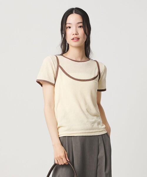 BEAUTY&YOUTH UNITED ARROWS（ビューティーアンドユースユナイテッドアローズ）の「【WEB限定】キャミソール＆ショートスリーブ ループニットプルオーバー ウォッシャブル（ニット/セーター・レディース・ネイビー/オフホワイト/ダークブラウン/ライトピンク・FREE）」の11枚目の写真