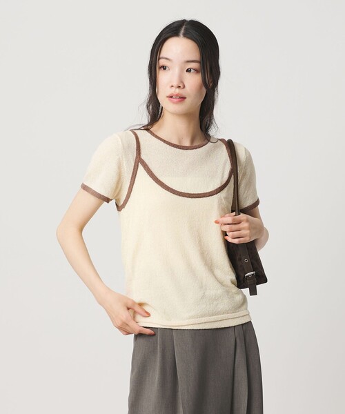 BEAUTY&YOUTH UNITED ARROWS（ビューティーアンドユースユナイテッドアローズ）の「【WEB限定】キャミソール＆ショートスリーブ ループニットプルオーバー ウォッシャブル（ニット/セーター・レディース・ネイビー/オフホワイト/ダークブラウン/ライトピンク・FREE）」の12枚目の写真