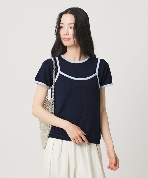 BEAUTY&YOUTH UNITED ARROWS（ビューティーアンドユースユナイテッドアローズ）の「【WEB限定】キャミソール＆ショートスリーブ ループニットプルオーバー ウォッシャブル（ニット/セーター・レディース・ネイビー/オフホワイト/ダークブラウン/ライトピンク・FREE）」の15枚目の写真