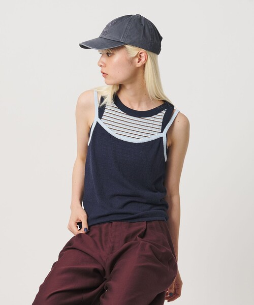 BEAUTY&YOUTH UNITED ARROWS（ビューティーアンドユースユナイテッドアローズ）の「【WEB限定】キャミソール＆ショートスリーブ ループニットプルオーバー ウォッシャブル（ニット/セーター・レディース・ネイビー/オフホワイト/ダークブラウン/ライトピンク・FREE）」の18枚目の写真