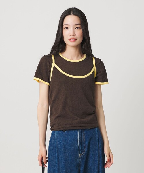 BEAUTY&YOUTH UNITED ARROWS（ビューティーアンドユースユナイテッドアローズ）の「【WEB限定】キャミソール＆ショートスリーブ ループニットプルオーバー ウォッシャブル（ニット/セーター・レディース・ネイビー/オフホワイト/ダークブラウン/ライトピンク・FREE）」の22枚目の写真