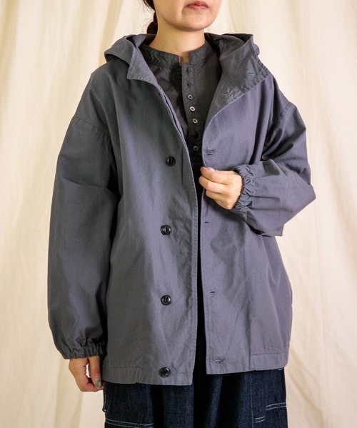 prit（プリット）の「[prit] 甘撚オックス フーディブルゾン（マウンテンパーカー・レディース・チャコールグレー/ベージュ/レッド・FREE）」の2枚目の写真