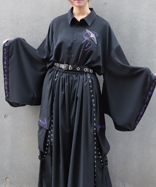 REZEN(リゼン)の「和傘刺繍和袖シャツ(シャツ/ブラウス・メンズ・ターコイズブルー/レッドパープル/ローズ・MEDIUM/LARGE)」の5枚目の写真