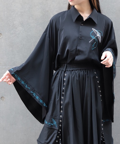 REZEN(リゼン)の「和傘刺繍和袖シャツ(シャツ/ブラウス・メンズ・ターコイズブルー/レッドパープル/ローズ・MEDIUM/LARGE)」の10枚目の写真