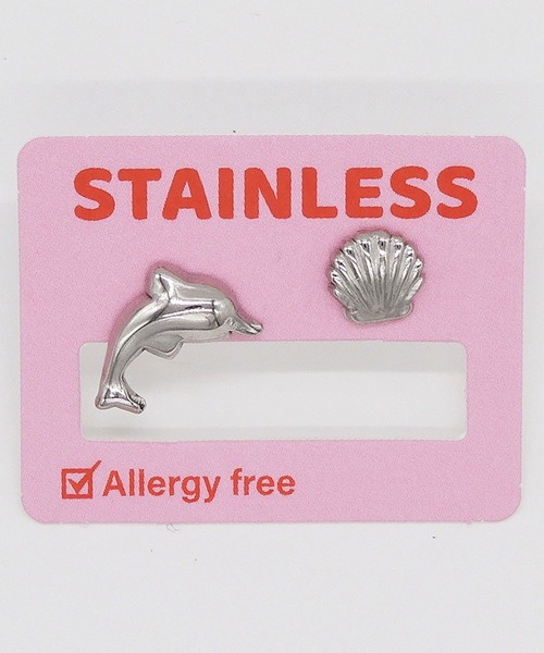 gargle(ガーグル)の「gargle ガーグル:STAINLESS ステンレスシリーズ イルカ ドルフィン 貝 ピアス(ピアス(両耳用)・レディース・シルバー・FREE)」の8枚目の写真