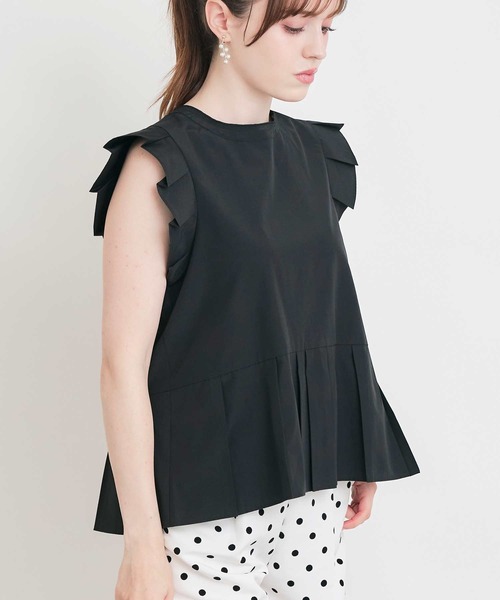 PICCIN PERLA（ピッチンペルラ）の「後ろリボンプリーツペプラムブラウス（シャツ/ブラウス・レディース・ブラック/オフホワイト・M）」の12枚目の写真
