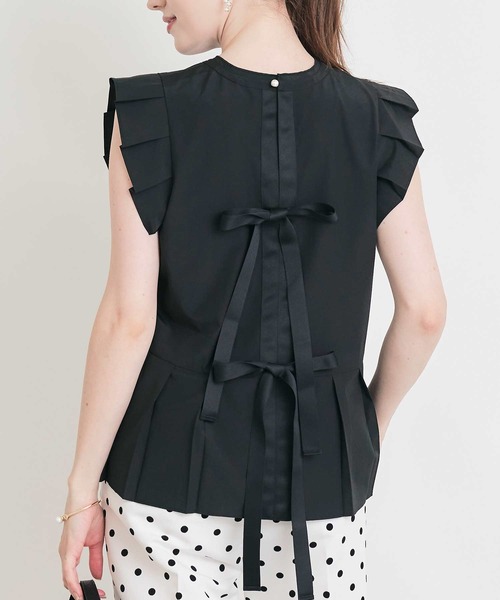 PICCIN PERLA（ピッチンペルラ）の「後ろリボンプリーツペプラムブラウス（シャツ/ブラウス・レディース・ブラック/オフホワイト・M）」の13枚目の写真