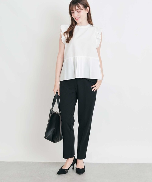 PICCIN PERLA（ピッチンペルラ）の「後ろリボンプリーツペプラムブラウス（シャツ/ブラウス・レディース・ブラック/オフホワイト・M）」の6枚目の写真