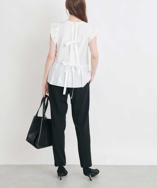 PICCIN PERLA（ピッチンペルラ）の「後ろリボンプリーツペプラムブラウス（シャツ/ブラウス・レディース・ブラック/オフホワイト・M）」の8枚目の写真