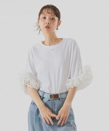 袖 レース フリル Tシャツ