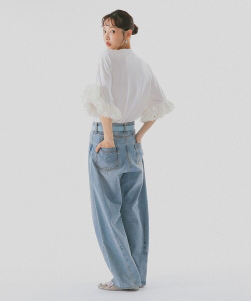 BEAMS COUTURE(ビームスクチュール)の「袖 レース フリル Tシャツ(Tシャツ/カットソー・レディース・ホワイト/ブラック・ONE SIZE)」の7枚目の写真