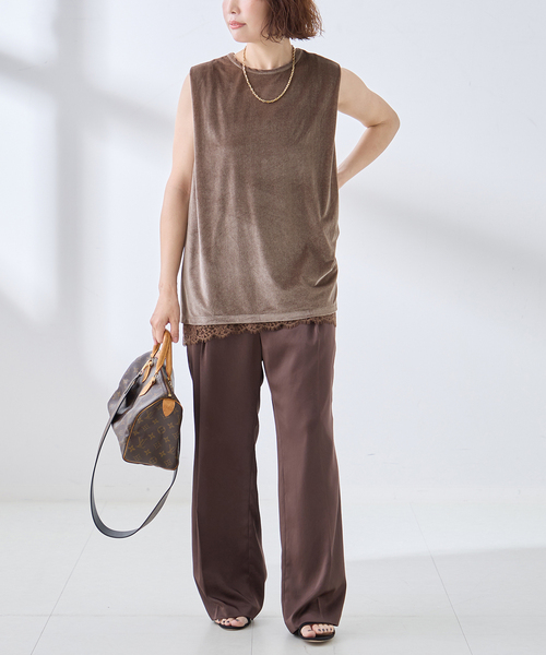 journal standard L'essage(ジャーナルスタンダードレサージュ)の「《追加/接触冷感》クールタッチベロアタックノースリーブ(Tシャツ/カットソー・レディース・アイボリー/ネイビー/ブラウン・FREE)」の14枚目の写真