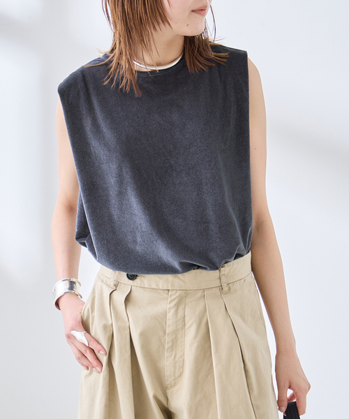 journal standard L'essage(ジャーナルスタンダードレサージュ)の「《追加/接触冷感》クールタッチベロアタックノースリーブ(Tシャツ/カットソー・レディース・アイボリー/ネイビー/ブラウン・FREE)」の20枚目の写真