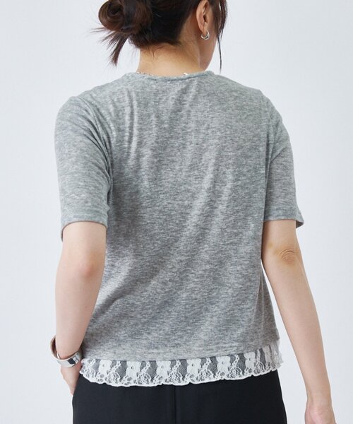 COLONY 2139(コロニートゥーワンスリーナイン)の「レースドッキングカーディガン(Tシャツ/カットソー・レディース・ブラック/グレー・FREE)」の8枚目の写真