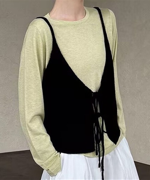 MAISON DE THERESE(メゾン ド テレーズ)の「【26春夏新作】前後着用可能 ルーズニットビスチェ(ベスト・レディース・GRAY/Black/アイボリー/Beige・FREE)」の1枚目の写真