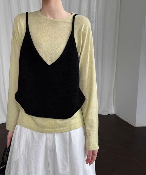 MAISON DE THERESE(メゾン ド テレーズ)の「【26春夏新作】前後着用可能 ルーズニットビスチェ(ベスト・レディース・GRAY/Black/アイボリー/Beige・FREE)」の15枚目の写真