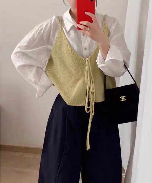 MAISON DE THERESE(メゾン ド テレーズ)の「【26春夏新作】前後着用可能 ルーズニットビスチェ(ベスト・レディース・GRAY/Black/アイボリー/Beige・FREE)」の16枚目の写真
